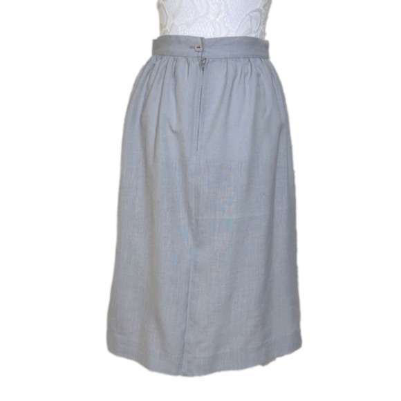 Vintage JR Bentley Light Gray Patch Pocket A-Line Midi Skirt - Size 9/10 - Picture 2 of 10